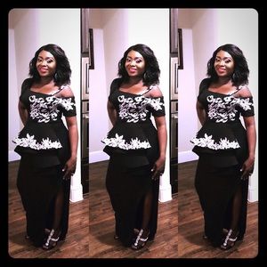 Custom made black peplum formal dress